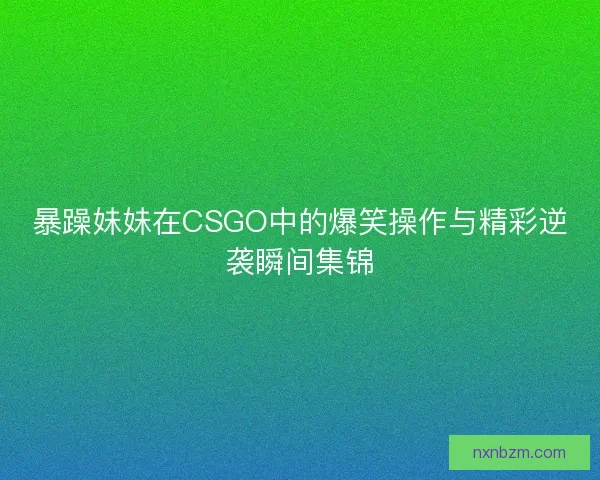 暴躁妹妹在CSGO中的爆笑操作与精彩逆袭瞬间集锦